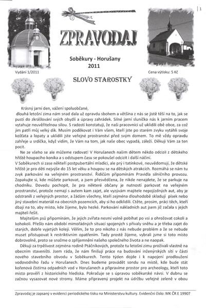 Zpravodaj :Soběkury - Horušany