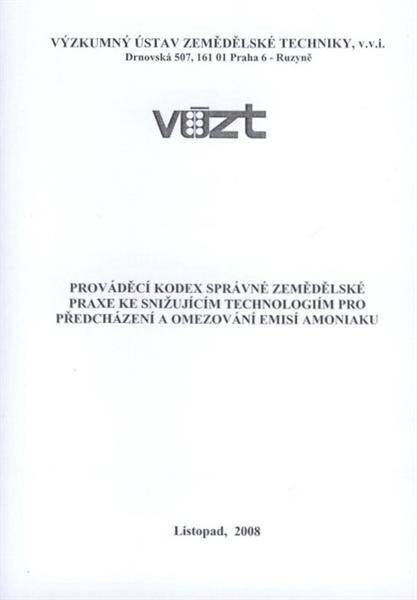 Prováděcí kodex správné zemědělské praxe ke snižujícím technologiím pro předcházení a omezování emisí amoniaku