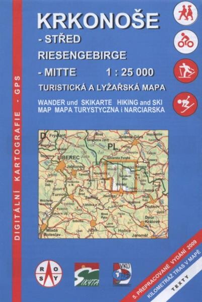 Krkonoše - střed turistická a lyžařská mapa 1:25 000 = Riesengebirge - Mitte : Wander und Skikarte 1:25 000