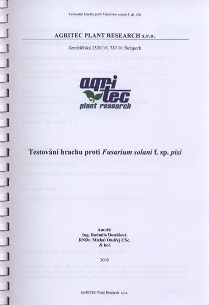 Testování hrachu proti Fusarium solani f. sp. pisi