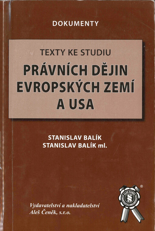 Texty ke studiu právních dějin evropských zemí a USA