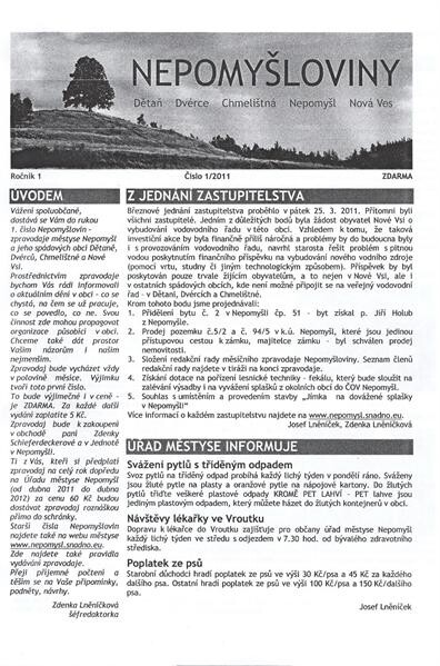 Nepomyšloviny : Dětaň, Dvérce, Chmelištná, Nepomyšl, Nová Ves