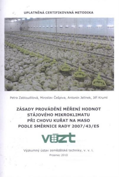 Zásady provádění měření hodnot stájového mikroklimatu při chovu kuřat na maso podle směrnice rady 2007/43/ES : uplatněná certifikovaná metodika