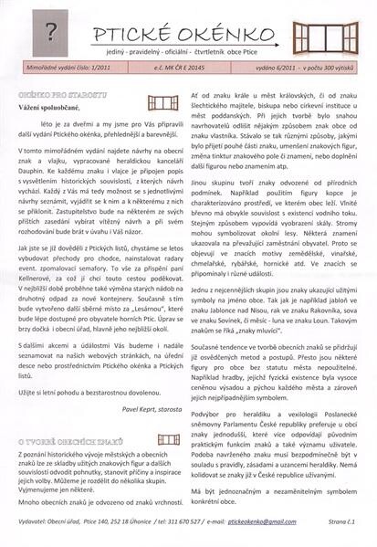 Ptické okénko :jediný pravidelný oficiální čtvrtletník obce Ptice