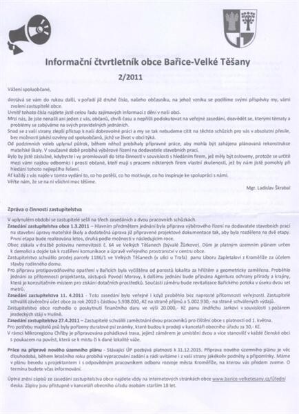 Informační čtvrtletník obce Bařice-Velké Těšany