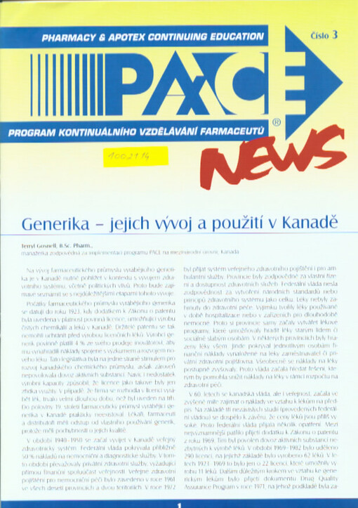 PACE News : program kontinuálního vzdělávání farmaceutů : Pharmacy & Apotex Continuing Education