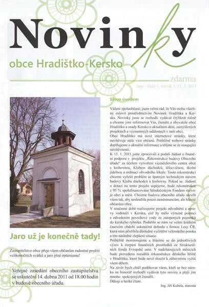 Novinky obce Hradištko - Kersko