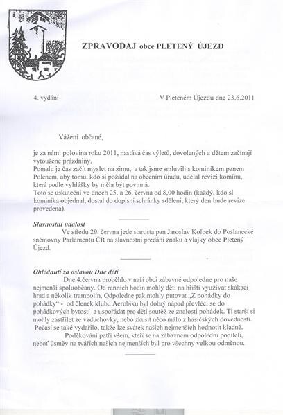 Zpravodaj obce Pletený Újezd