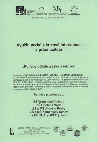 Využití prvků z krizové intervence v práci učitele