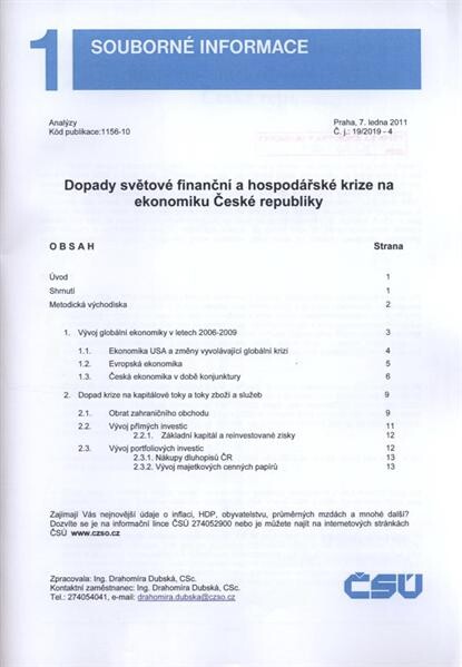 Dopady světové finanční a hospodářské krize na ekonomiku České republiky