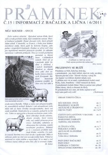 Pramínek informací z Bačalek a Lična