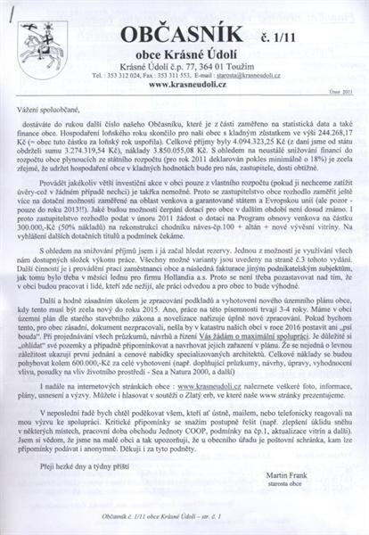 Občasník obce Krásné Údolí