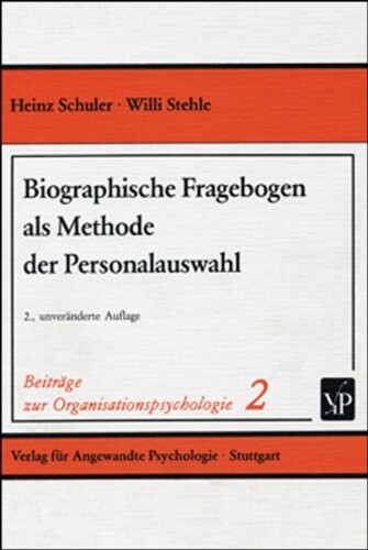 Biographische Fragebogen als Methode der Personalauswahl (Beitrage zur Organisationspsychologie) (German Edition)