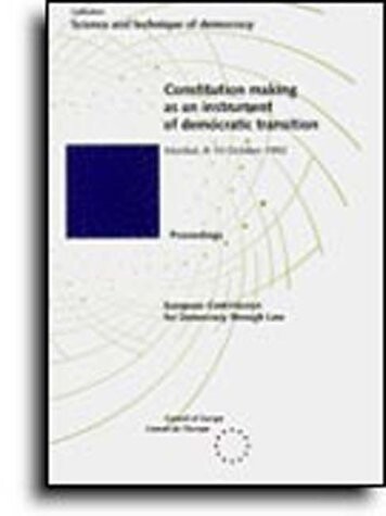 Constitution making as an instrument of democratic transition : proceedings of the UniDem Conference organised in Istanbul on 8 to 10 October 1992 in co- operation with the Government of the Republic of Turkey and the Turkish Democracy Foundation