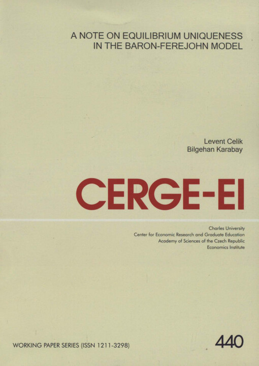 A note on equilibrium uniqueness in the Baron-Ferejohn model