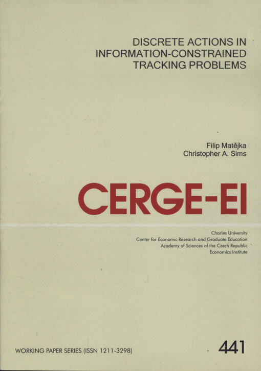Discrete actions in information-constrained tracking problems
