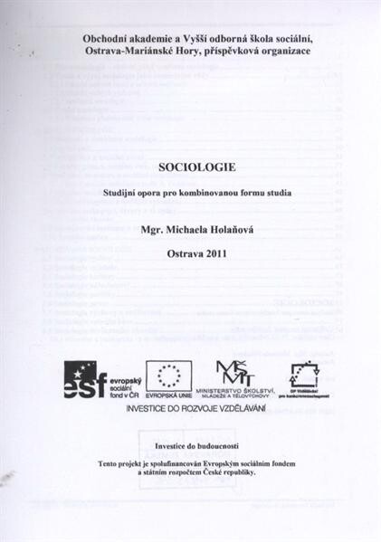 Sociologie :studijní opora pro kombinovanou formu studia