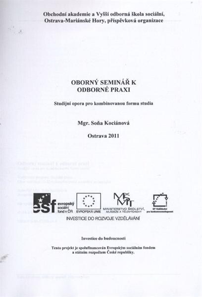 Odborný seminář k odborné praxi :studijní opora pro kombinovanou formu studia