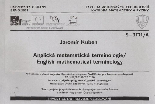Anglická matematická terminologie = English mathematical terminology