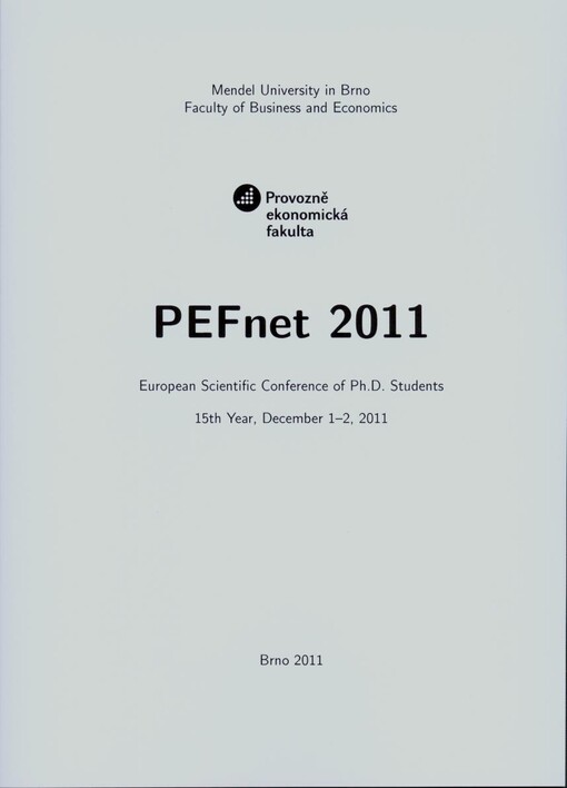 PEFnet 2011 :european scientific conference of Ph.D. students, 15th year, December 1-2, 2011