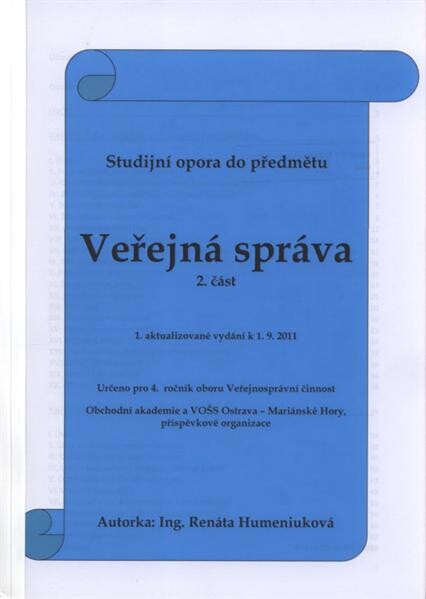 Studijní opora do předmětu Veřejná správa