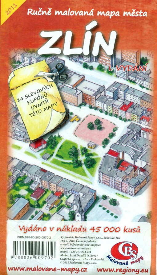 Ručně malovaná mapa města Zlín