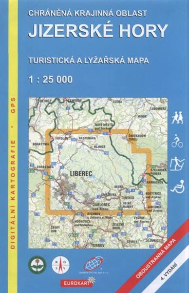 Chráněná krajinná oblast Jizerské hory turistická a lyžařská mapa 1:25 000