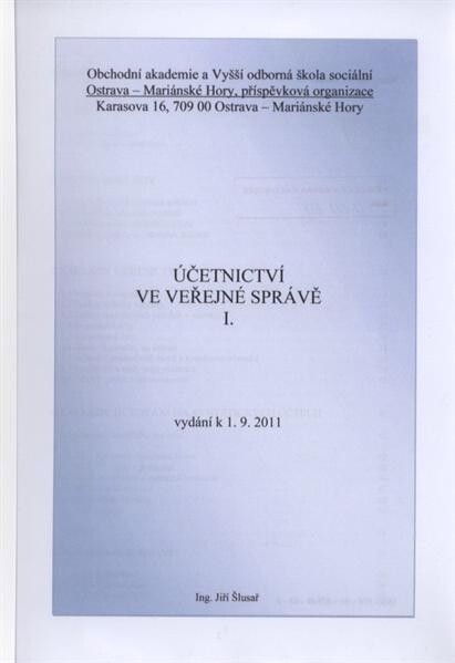 Účetnictví ve veřejné správě I.