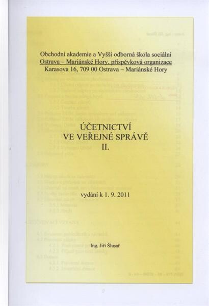 Účetnictví ve veřejné správě II.