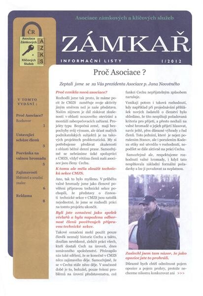 Zámkař : informační listy