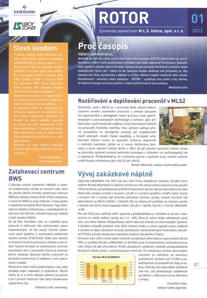 Rotor : zpravodaj společnosti M.L.S. Holice, spol. s r.o.