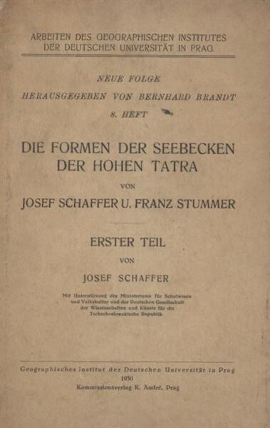 Die Formen der Seebecken der Hohen Tatra. Erster Teil