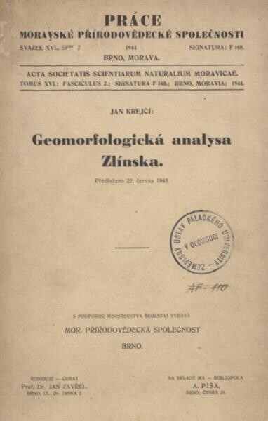 Geomorfologická analysa Zlínska : předloženo 22. června 1943