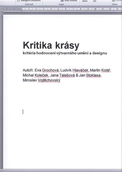 Kritika krásy : kritéria hodnocení výtvarného umění a designu