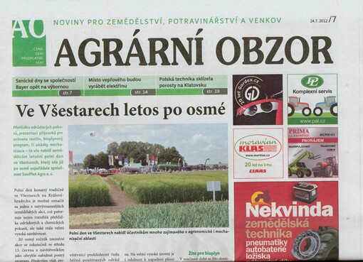 Agrární obzor : moravský čtrnáctideník : informace ze zemědělství, zpracovatelského průmyslu a potravinářství
