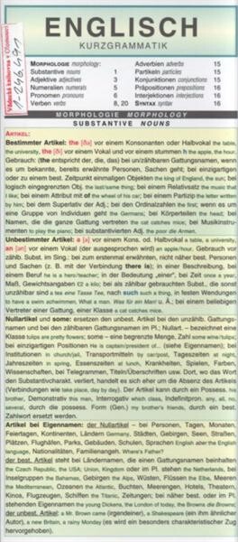 Englisch : Kurzgrammatik