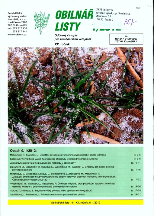 Obilnářské listy : časopis pro agronomy nejen s obilnářskými informacemi