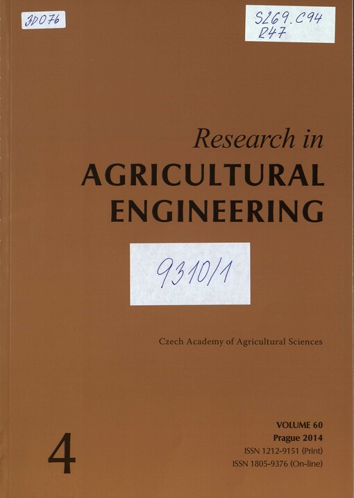 Research in agricultural engineering = Zemědělská technika