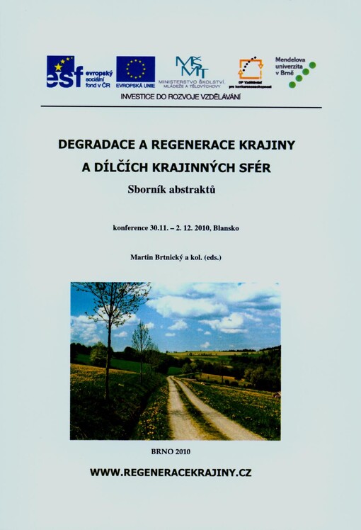 Degradace a regenerace krajiny a dílčích krajinných sfér : konference 30.11.-2.12.2010, Blansko : sborník abstraktů
