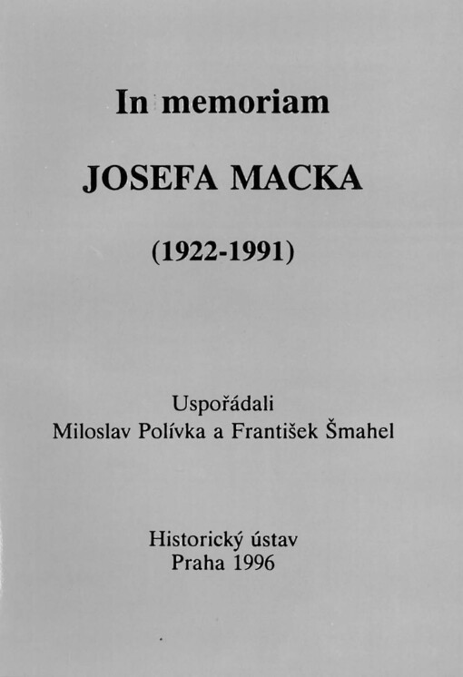 In memoriam Josefa Macka (1922-1991)