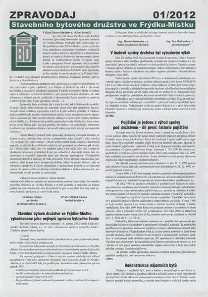 Zpravodaj Stavebního bytového družstva ve Frýdku-Místku