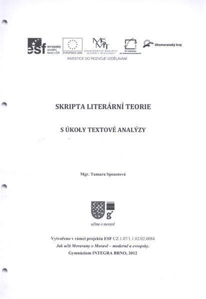 Skripta literární teorie s úkoly textové analýzy