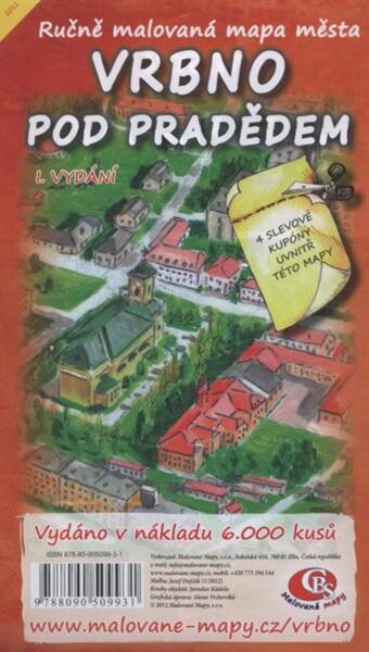 Ručně malovaná mapa města Vrbno pod Pradědem