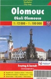 OlomoucOkolí Olomouce : plán města 1:12^000 : památka UNESCO, rejstřík ulic, ubytování, semafory, parkoviště : turistická mapa 1:100^000 : dálkové cyklotrasy, turistické značky, podporuje GPS, památky