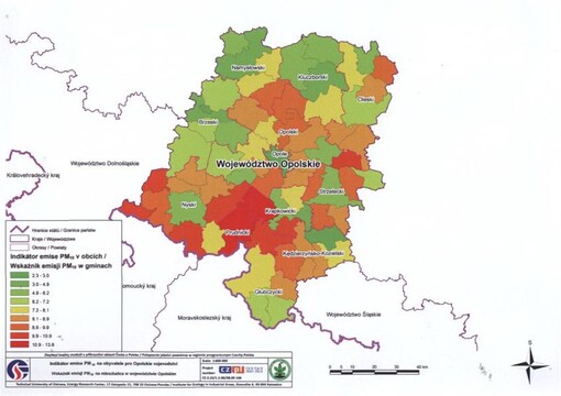 Indikátor emise PM10 na obyvatele pro Opolskie vojevodstvíWskażnik emisji PM10 na mieszkańca w województwie Opolskim