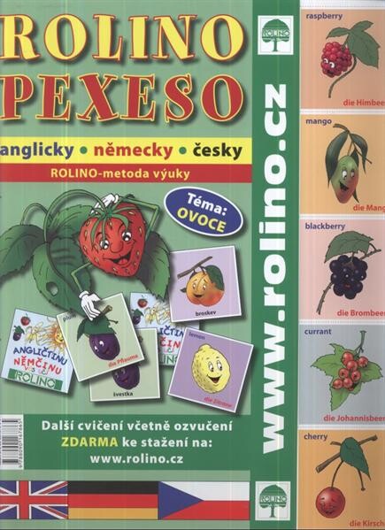 Rolino pexeso, Ovoce anglicky - německy - česky
