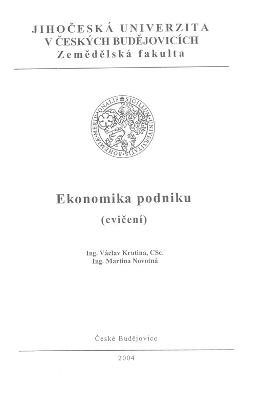 Ekonomika podniku :(cvičení)
