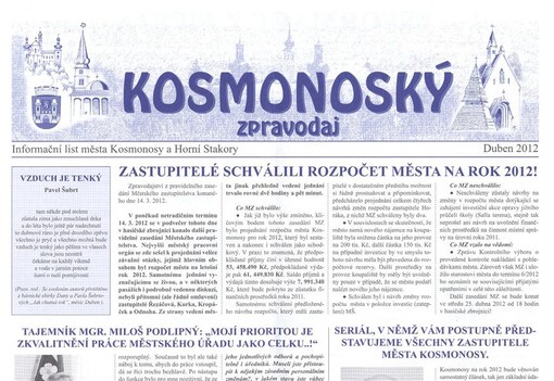 Kosmonoský zpravodaj :informační list města Kosmonosy a Horní Stakory
