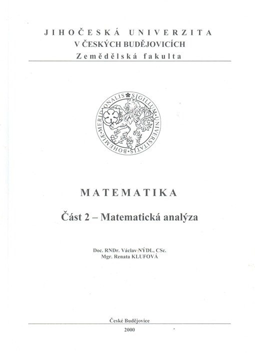 Matematika. Část 2, Matematická analýza