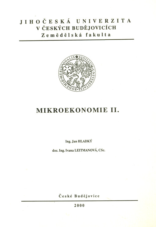 Mikroekonomie II.